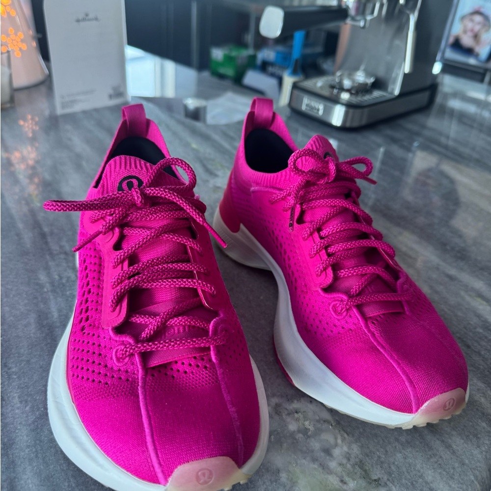 lululemon athletica Hot Pink Knit Lace-Up Sneakers